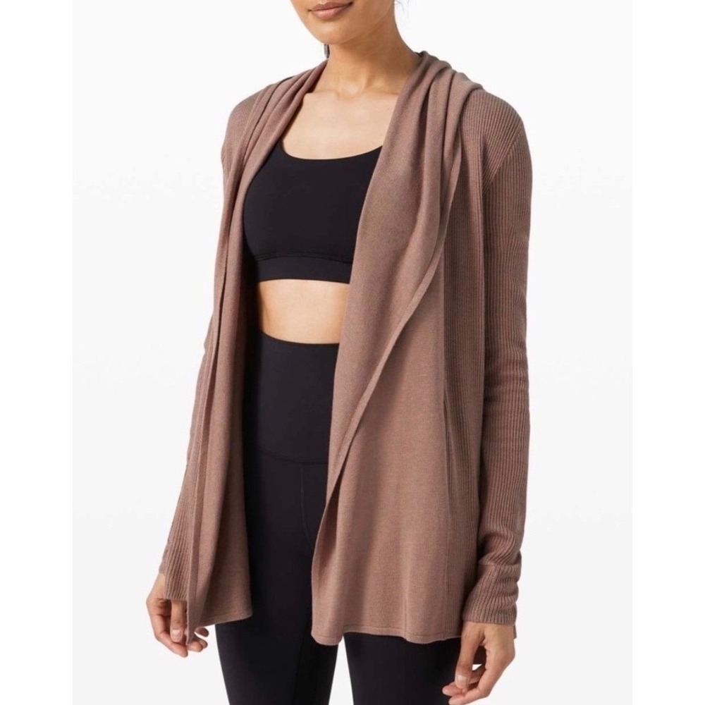 Lululemon Womens Size *S Sundown Hooded Sweater Wrap Spanish Oak Cashmere Blend